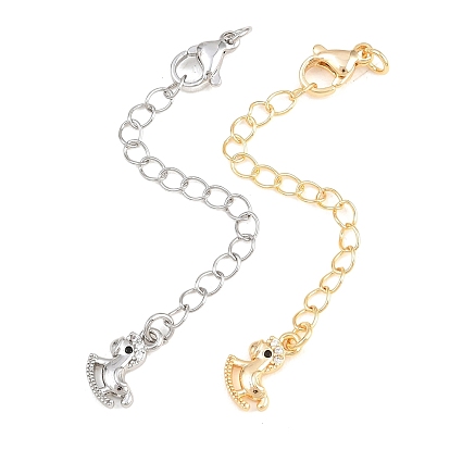 Латунный удлинитель бордюрной цепи, Цепочки с застежками-карабинами и подвесками из кубического циркония., конек