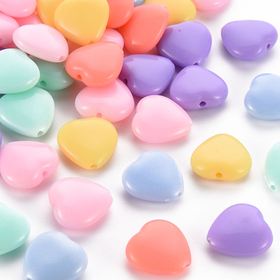 Opaque Acrylic Beads, Heart