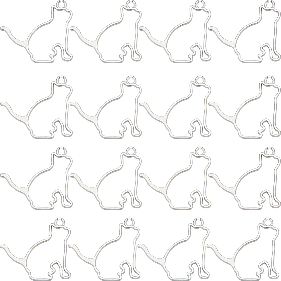 20шт. подвески из сплава с покрытием из стойки и открытой спиной в виде котенка, для diy уф смолы, эпоксидная смола, Прессованные цветочные украшения, кошка