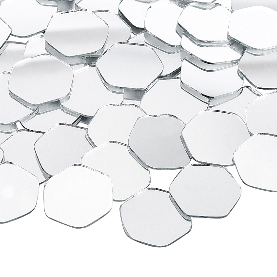 Glass Mosaic Mirror Tiles, for Home Decoration or DIY Crafts, Hexagon