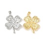 Латунные микро проложить кубического циркония подвески, клевер
