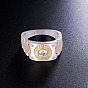 SHEGRACE 925 Sterling Silver Finger Ring, with Watch Chain and Real 18K Gold Plated Round with AAA Cubic Zirconia