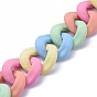 Handmade Opaque Spray Painted Acrylic Curb Chains, Cuban Link Chains, for Jewelry Making