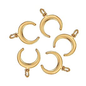 5Pcs Brass Pendants, Cadmium Free & Lead Free, Long-Lasting Plated, Double Horn/Crescent Moon