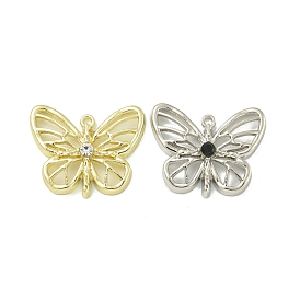 Alloy Rhinestone Pendants, Butterfly Charm