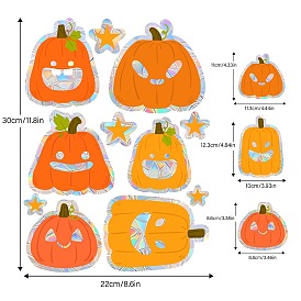 Halloween Pumpkin Rainbow Prism Electrostatic Window Stickers, PVC Anti Collision Stickers, for Windows, Glass Doors, Mirrors Decorations