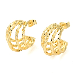 Brass Stud Earrings, C-Shaped Twist