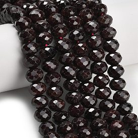 Гранат природный бисер нитей, рондель, граненые