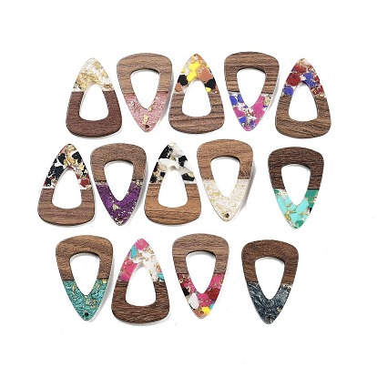 Кулон из орехового дерева, смола и золотая фольга, слеза