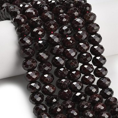 Гранат природный бисер нитей, рондель, граненые