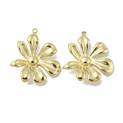Ion Plating(IP) 304 Stainless Steel Pendants, Flower Charm
