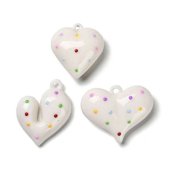 Акриловые подвески, с эмалью, сердце