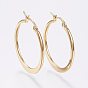 304 Stainless Steel Hoop Earrings, Hypoallergenic Earrings, Flat Ring Shape