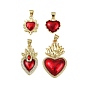 Латунь эмаль подвески, без кадмия и без свинца, сердце прелести, реальный 18 k позолоченный