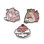 Pink Series Food Theme Enamel Pins, Black Alloy Brooches for Women