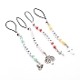 4Pcs 4 Styles Acrylic Beaded Mobile Straps Sets, with Alloy Pendants, ABS Plastic Beads and Nylon Cord, Cross/Tree/Elephant, Antique Silver