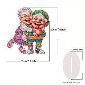 DLY Cute Old Grandma and Grandpa Diamond Painting Kit, Including Acrylic Rhinestones Bag, Diamond Sticky Pen, Tray Plate, Oval Base, Glue Clay and Canvas