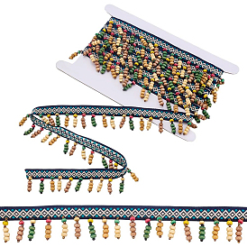 3 ленты из полиэстера в ярдах, с деревянными шариками, Этнический стиль