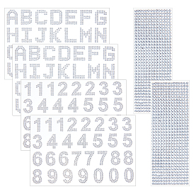 Nbeads 6 Sheets 3 styles Acrylic Rhinestone Stickers, for DIY Crafts Scrapbooking Birthday Cards Caps Home Decoration, with Number or Letter