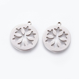 201 подвески из нержавеющей стали, ручная полировка, плоские круглые со снежинкой