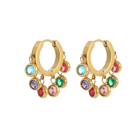 304 серьги из нержавеющей стали из люстр, бантом, со стразами, ионное покрытие (ip)