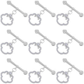 10 Застежки-тоггл из латуни с микропаве из прозрачного кубического циркония, облако