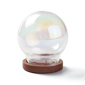 Glass Dome Cover, Decorative Display Case, Cloche Bell Jar Terrarium with Wood Base