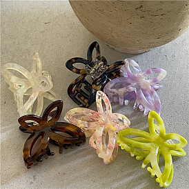 Romantic Spring Butterfly Hair Clip with Acetic Acid, Elegant Hollow Bowknot Design (Small)