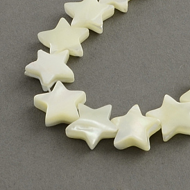 Star Shape Natural Sea Shell Bead Strands, 12x13x3~4mm, Hole: 1mm, about 38pcs/strand, 15.7 inch