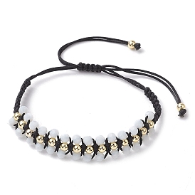 Adjustable Faceted Glass Nylon Cord Braided Bead Bracelets for Women Men