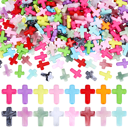 300 шт 2 стили акриловые бусины, крестик, имитация драгоценных камней