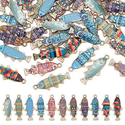 44 шт 11 стили подвески из сплава эмали, без кадмия, без никеля и без свинца, золотые, рыбы прелести