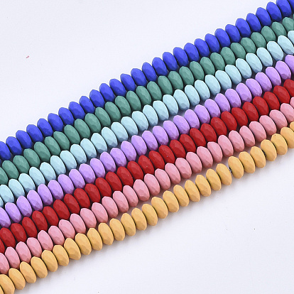 Spray Painted Non-magnetic Synthetic Hematite Beads Strands, Faceted, Flat Round
