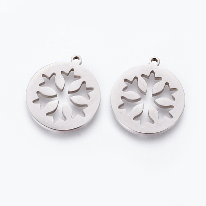201 подвески из нержавеющей стали, ручная полировка, плоские круглые со снежинкой