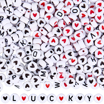 1400 шт. 3 стили акриловые бусины с горизонтальными отверстиями, плоско-круглые, cmешанных цветов