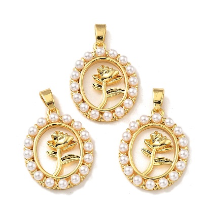 Цветок латунный паве натуральный белый ракушка овал с подвесками в виде цветка розы, с ABS имитации жемчуга, стойки покрытие, долговечный