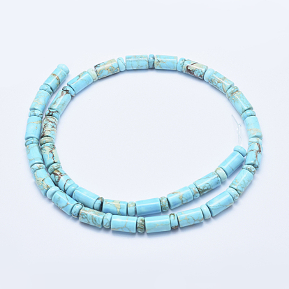 Natural Imperial Jasper Beads Strands, Dyed, Column and Flat Round