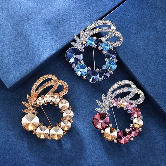 Броши со стразами из цветочного сплава для рюкзака, одежды