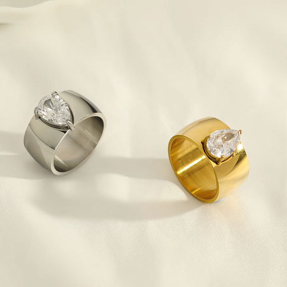 304 Кольца из нержавеющей стали и кубического циркония, слеза