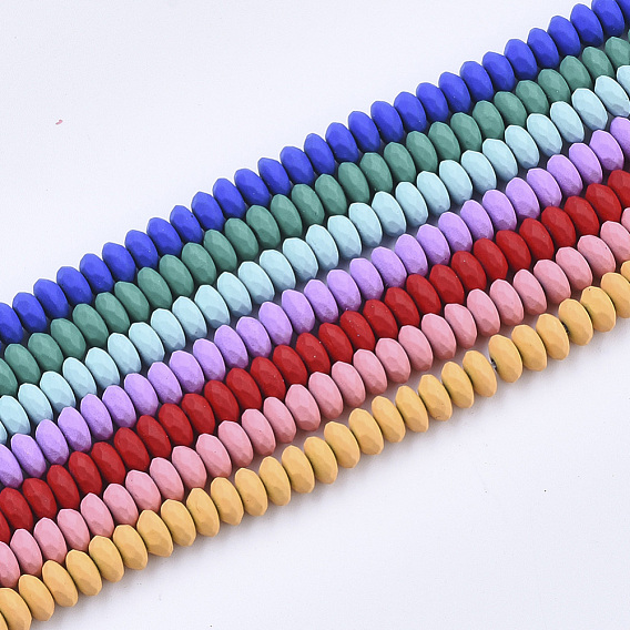 Spray Painted Non-magnetic Synthetic Hematite Beads Strands, Faceted, Flat Round