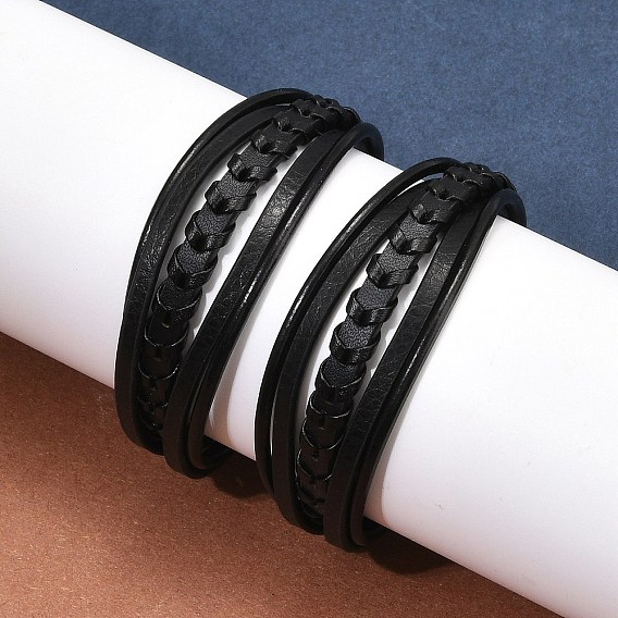 Плетеные многорядные браслеты из микрофибры для мужчин, с 316 фурнитурой из хирургической нержавеющей стали