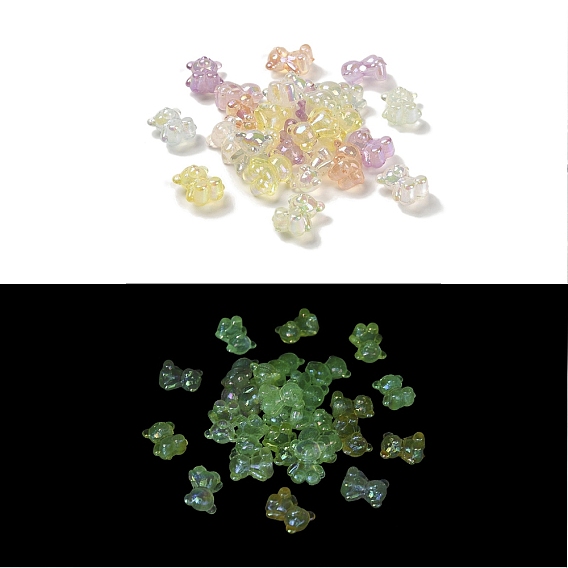 УФ-покрытие светящиеся радужные переливающиеся акриловые бусины, блеск бисера, светится в темноте, медведь