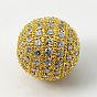 Cubic Zirconia Beads, with Brass Findings, Round, Hole: 1mm
