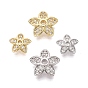 Колпачки для бусин из прозрачного кубического циркония из латуни, 5-лепестков цветка