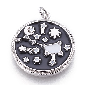 Латуни циркония кубической подвески, с эмалью, плоский круглый с ковшом