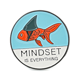 Mindset Is Everything Black Alloy Brooches, Enamel Pins for Clothes Backpack, Fish