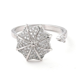 Зонт вращающийся с открытым кольцом для женщин, латунные кубические циркониевые кольца-спиннеры, регулируемое кольцо манжеты для снятия стресса