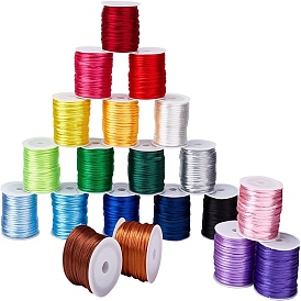 20Rolls 20 Colors Nylon Rattail Satin Cord, Beading String, for Chinese Knotting, Jewelry Making