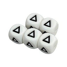 Cube with Greece Letter Pattern Silicone Beads, White