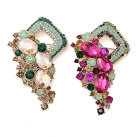 Flower Alloy Rhinestone Brooches for Backpack Clothes, with Glass, Golden